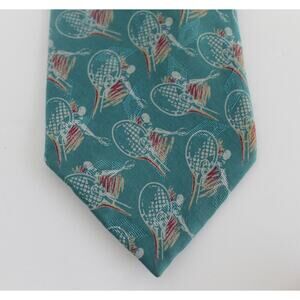 Vintge Chaps Ralph Lauren Silk Tie Tennis Racquets Print Fathers Day Preppy USA